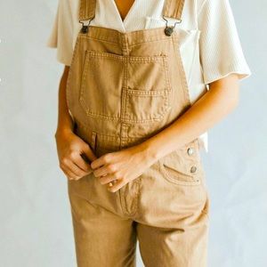 Free people ziggy denim overalls tan SMALL